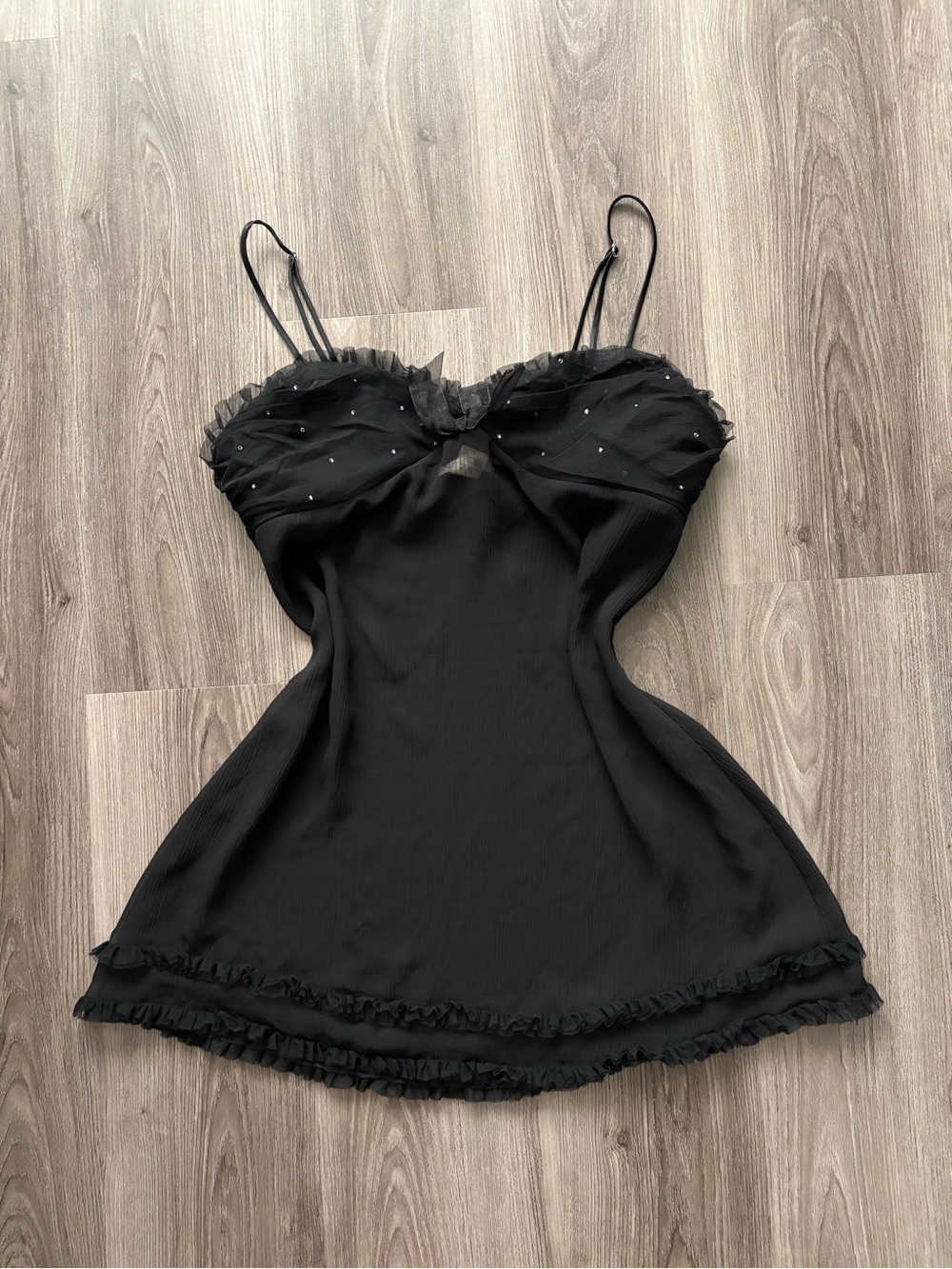 Black Lace-Trim Satin Chemise Slip - Women Intimates